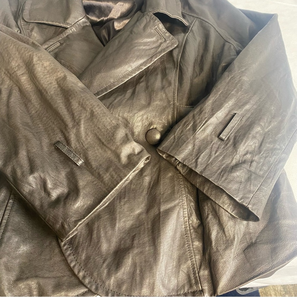 Lane Bryant Genuine Leather Jacket Women's Size 18/20 Brown Button Closure - Picture 10 of 16